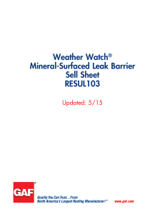 Weather Watch  Mineral-Surfaced Leak Barrier Sell Sheet