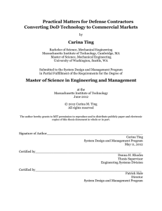 Practical Matters for Defense Contractors Converting DoD Technology to Commercial Markets