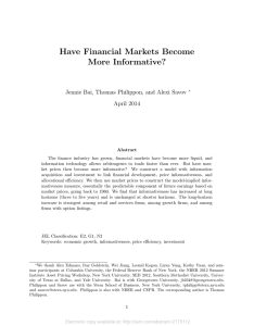 Have Financial Markets Become More Informative? April 2014