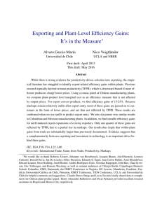 Exporting and Plant-Level Efficiency Gains: It’s in the Measure ∗ Alvaro Garcia-Marin