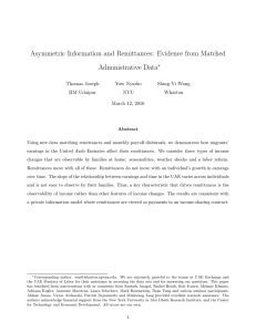 Asymmetric Information and Remittances: Evidence from Matched Administrative Data ∗ Thomas Joseph