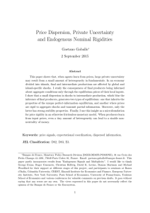 Price Dispersion, Private Uncertainty and Endogenous Nominal Rigidities Gaetano Gaballo 2 September 2015