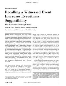 Recalling a Witnessed Event Increases Eyewitness Suggestibility The Reversed Testing Effect