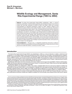 Wildlife Ecology and Management, Santa Rita Experimental Range (1903 to 2002)