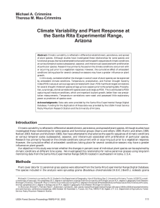 Climate Variability and Plant Response at the Santa Rita Experimental Range, Arizona