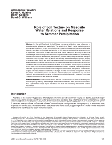 Role of Soil Texture on Mesquite Water Relations and Response Alessandra Fravolini