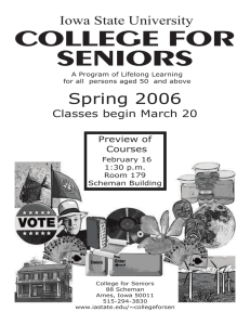 COLLEGE FOR SENIORS Spring 2006 Iowa State University