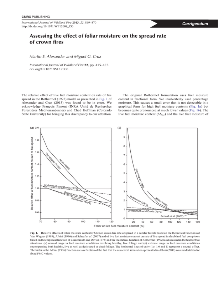 Assessing The Effect Of Foliar Moisture On The Spread Rate