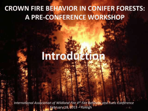 Introduction  CROWN FIRE BEHAVIOR IN CONIFER FORESTS: A PRE-CONFERENCE WORKSHOP