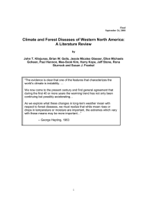 Climate and Forest Diseases of Western North America: A Literature Review