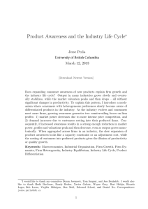 Product Awareness and the Industry Life Cycle ∗ Perla Jesse