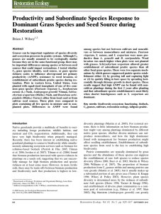 Productivity and Subordinate Species Response to Restoration