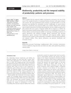 Biodiversity, productivity and the temporal stability of productivity: patterns and processes