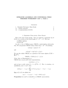 OPERATOR ALGEBRAS AND CONFORMAL FIELD THEORIES WORKSHOP: DAY 1, TALK 4 Contents