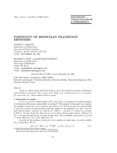 POSITIVITY OF BROWNIAN TRANSITION DENSITIES