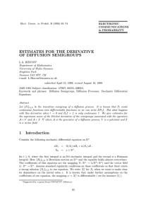 ESTIMATES FOR THE DERIVATIVE OF DIFFUSION SEMIGROUPS