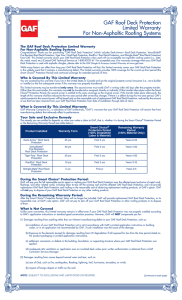 GAF Roof Deck Protection Limited Warranty For Non-Asphaltic Roofing Systems