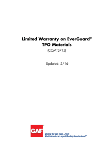 Limited Warranty on EverGuard  TPO Materials (COMTS715)