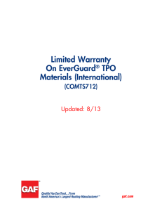 Limited Warranty On EverGuard TPO Materials (International)