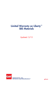 Limited Warranty on Liberty  SBS Materials Updated: 3/13