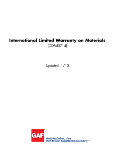 International Limited Warranty on Materials (COMTS714) Updated: 1/13