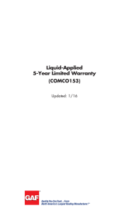 Liquid-Applied 5-Year Limited Warranty (COMCO153) Updated: 1/16