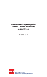 International Liquid-Applied 5-Year Limited Warranty (COMCO154)