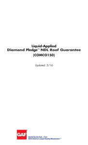 Liquid-Applied Diamond Pledge NDL Roof Guarantee (COMCO150)