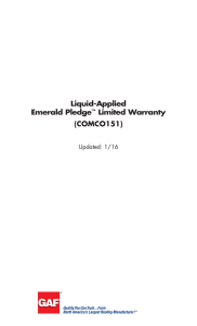 Liquid-Applied Emerald Pledge Limited Warranty (COMCO151)