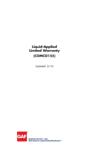 Liquid-Applied Limited Warranty (COMCO155) Updated: 2/16