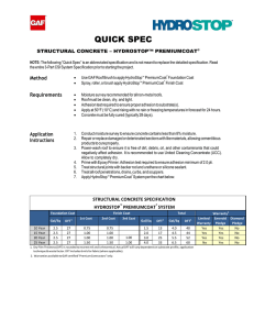 QUICK SPEC Method STRUCTURAL CONCRETE – HYDROSTOP™ PREMIUMCOAT