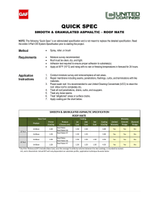 QUICK SPEC  SMOOTH &amp; GRANULATED ASPHALTIC – ROOF MATE Method