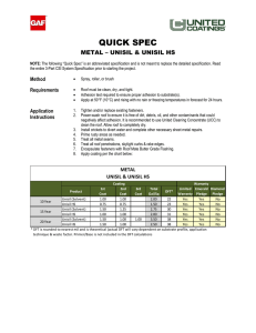 QUICK SPEC METAL – UNISIL &amp; UNISIL HS Method Requirements