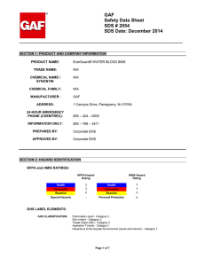 GAF Safety Data Sheet SDS # 2054 SDS Date: December 2014