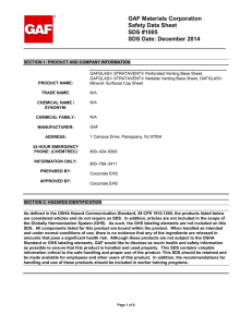 GAF Materials Corporation Safety Data Sheet SDS #1005 SDS Date: December 2014