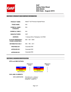 GAF Safety Data Sheet SDS #2225 SDS Date:  August 2015