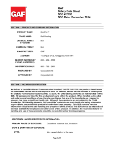 GAF Safety Data Sheet SDS # 2195 SDS Date: December 2014