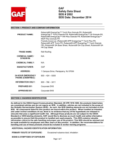GAF Safety Data Sheet SDS # 2092 SDS Date: December 2014