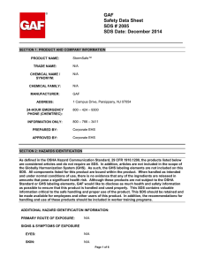 GAF Safety Data Sheet SDS # 2085 SDS Date: December 2014