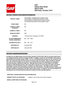 GAF Safety Data Sheet SDS # 2209 SDS Date: October 2015