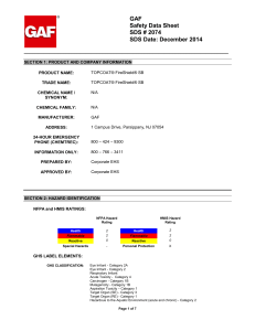 GAF Safety Data Sheet SDS # 2074 SDS Date: December 2014