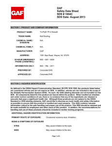 GAF Safety Data Sheet SDS # 1004C SDS Date: August 2013