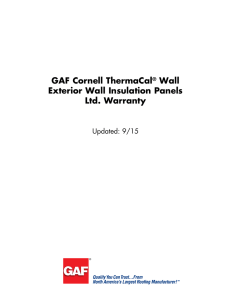 GAF Cornell ThermaCal Wall Exterior Wall Insulation Panels Ltd. Warranty