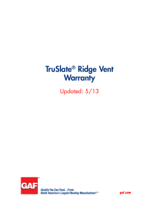 TruSlate Ridge Vent Warranty Updated: 5/13