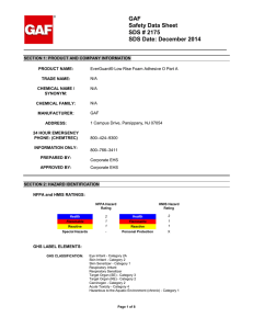 GAF Safety Data Sheet SDS # 2175 SDS Date: December 2014