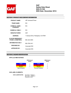GAF Safety Data Sheet SDS # 2180 SDS Date: December 2014