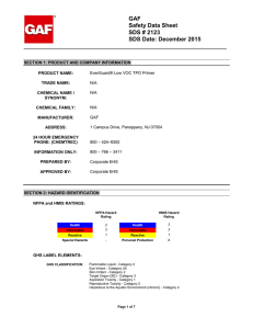 GAF Safety Data Sheet SDS # 2123 SDS Date: December 2015