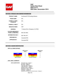 GAF Safety Data Sheet SDS # 2177 SDS Date: Decemeber 2014