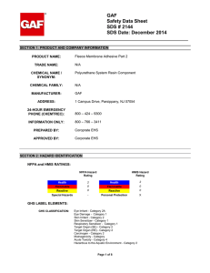GAF Safety Data Sheet SDS # 2144 SDS Date: December 2014