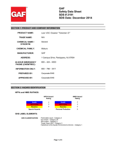 GAF Safety Data Sheet SDS # 2191 SDS Date: December 2014